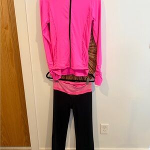 Victoria's Secret Pink Hot Pink Zip Up & Flare Pants Set - Size Small